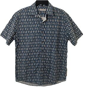 James Campbell Men's Blue Short Sleeve Shirt Size‎ Medium Surfboard Print